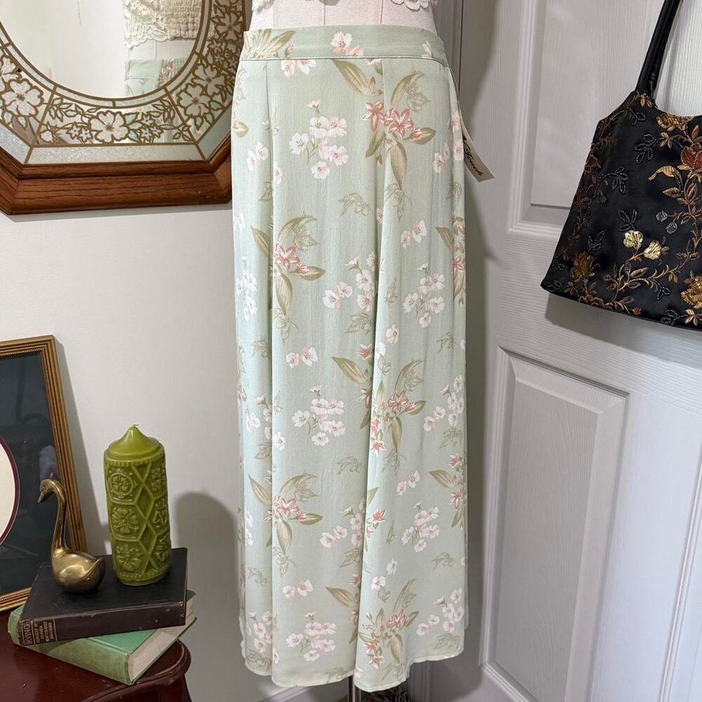 NWT VTG 90s N Touch Mint Green & Pink Floral Pattern Feminine Fairycore Skirt 10